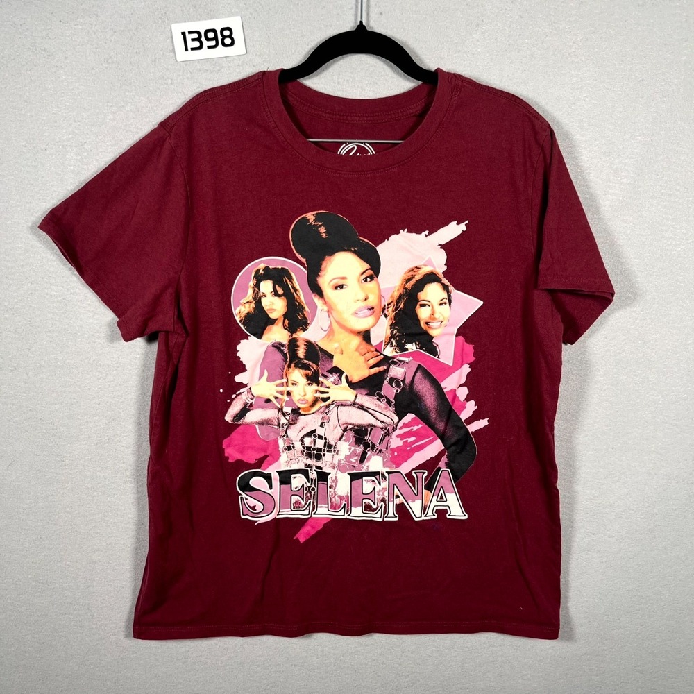 Selena Quintanilla T Shirt Womens XL Maroon Graphic Cotton Short Sleeve Pullover